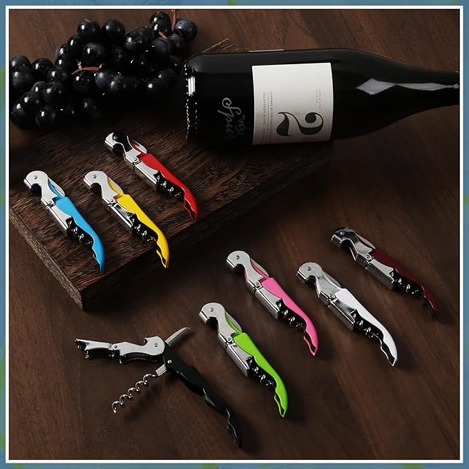 48 Pack Colorful Corkscrew Wine Openers Upgraded Heavy Duty Stainless Steel Wine Opener Bulk Double Hinged Wine Key for Serves Waiters Bartenders Party Wine Opener Favor (Colorful)