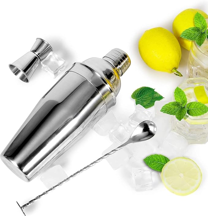 WPHUAW 24oz Cocktail Shaker Bar Set-Professional Margarita Mixer Drink Shaker Professional Stainless Steel Bar Tools Built-in Bartender Strainer for Martini Kit