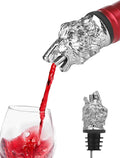 Lion Head Wine Pourer, Animal Bottle Pourer and Liquor Stopper for Wine Whiskey Spirits, Metal Wine Aerator Spout with Stainless Steel & Silicone, Novelty Bar Accessory Gift for Men Parties & Holidays