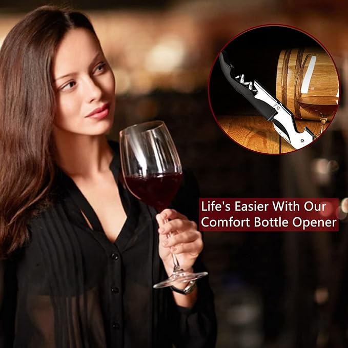 4-Pack Waiter Corkscrew Stainless Steel Travel Wine Opener Manual Professional Wine Key for Servers Black Travel Wing Wine Corkscrew with Foil Cutter