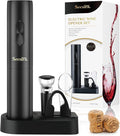 Secura Electric Wine Opener Battery Operated Automatic Wine Bottle Opener Set Reusable Corkscrew with Foil Cutter, Vacuum Stoppers, Aerator Pourer Wine Set Gift for Wine Lovers, Black