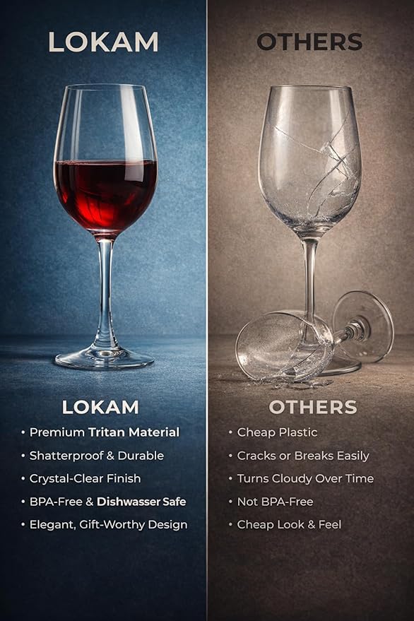 Unbreakable Stemmed Wine Glasses, 20 oz Large (Set of 2) – Shatterproof Tritan Plastic Goblets, BPA-Free & Dishwasher Safe, Elegant Wine Glasses for Indoor & Outdoor Use