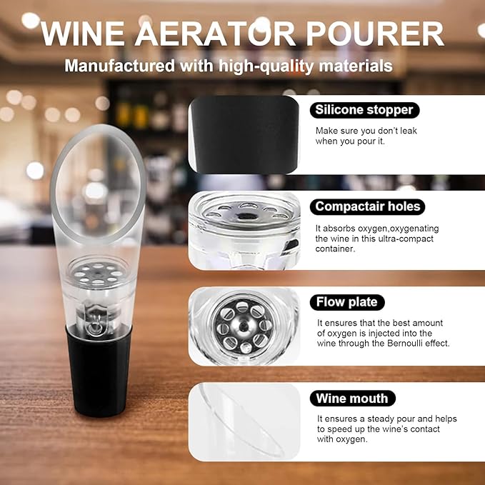 4-in-1 Professional Bar Tool Set - Aluminum Alloy Bottle Opener with Air Pump, Foil Cutter & Vacuum Stopper, Durable Wine Accessories for Home & Parties Blue