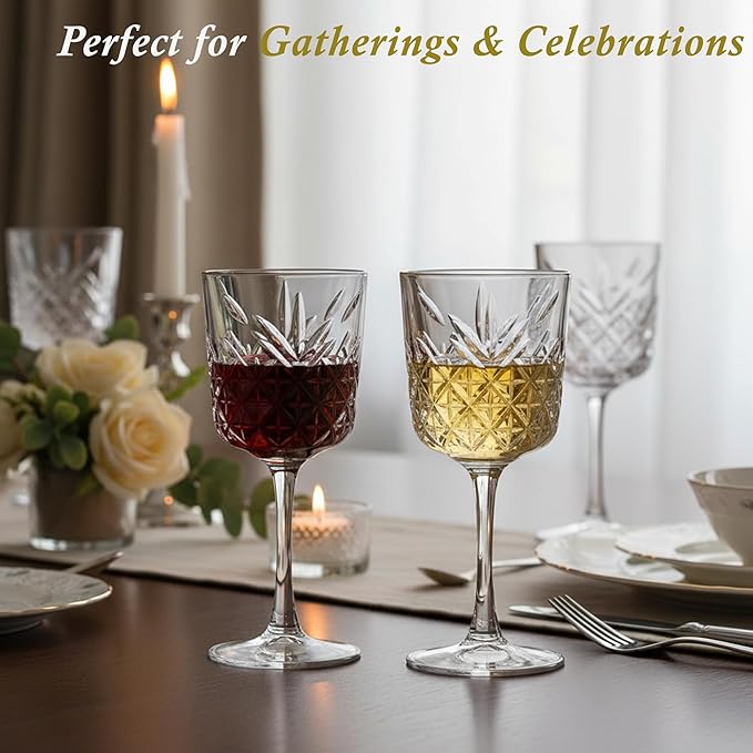 Vintage Coupe Glasses Set of 4 – 11oz Cocktail & Champagne Glasses, Elegant Crystal Design Stemmed Bar Glassware for Espresso Martini, Cosmopolitan, Sparkling Wine, Red&White Wine, Dishwasher Safe