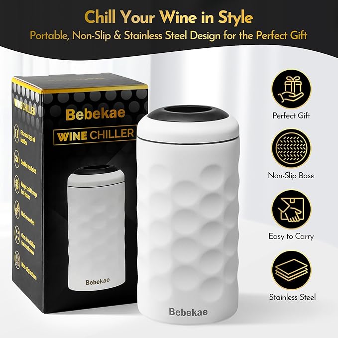 Keep Wine Cold for 6+ Hours Wine Chiller – Double Walled Stainless Steel Wine Bottle Chiller | Vacuum Insulated Wine Chillers for Bottles | Fits Most 750ml Wine & Champagne Bottles