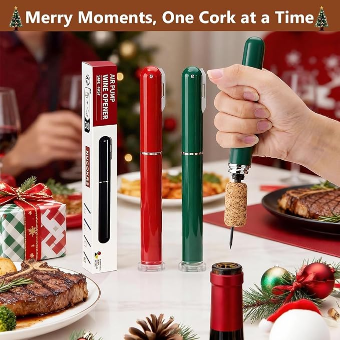 Air Pressure Wine Bottle Opener - NUCOKRS Special Pen Shape Design Corkscrew with Foil Cutter 3-7 Times to Open Green Red