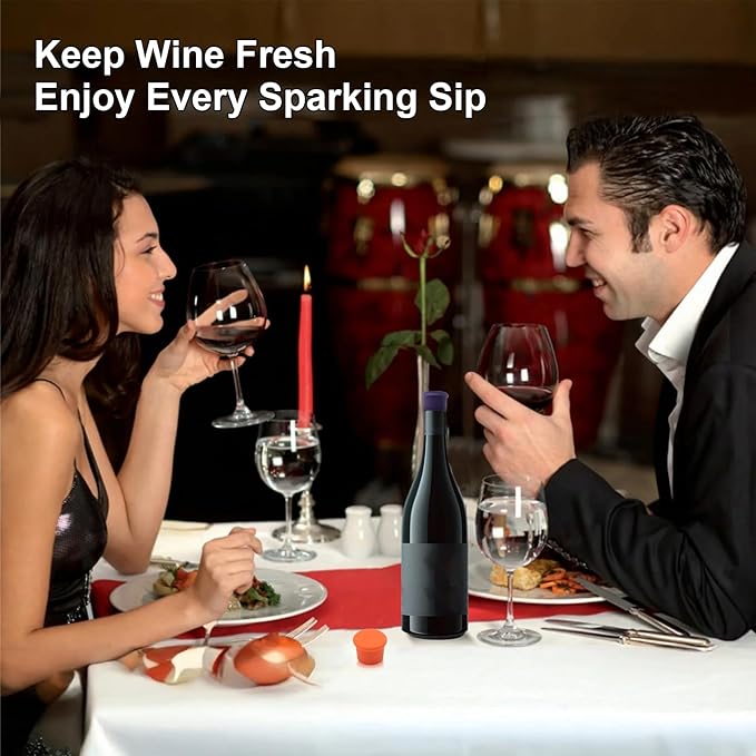 12 PCS MultiColor Silicone Wine Stoppers, Reusable Sparkling & Champagne Corks, Sealed Beverages Beer Bottle Caps, Keeps Wine Fresh