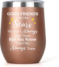 Friendship Gifts for Women Insulated Wine Tumbler with Lid 12oz Graduation Gifts Birthday Gift for Women Men Friendship Friendsgiving Gift for Friends Bestie Cowokers Easter Basket Stuffers Rose Gold
