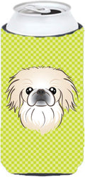 Caroline's Treasures BB1283TBC Checkerboard Lime Green Pekingese Tall Boy Hugger Can Cooler Sleeve Hugger Machine Washable Drink Sleeve Hugger Collapsible Insulator Beverage Insulated Holder