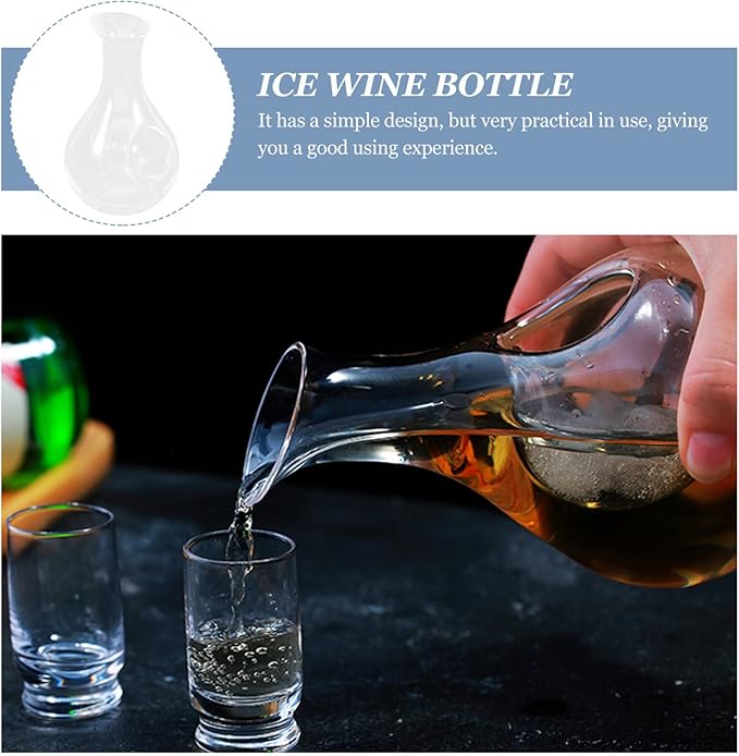 385ml Wine Decanter Ice Bottle, 100% - Crystal Glass, Beveled Mouth Wine Decanter, Wine Pourer for Home/Wall/Room Decor