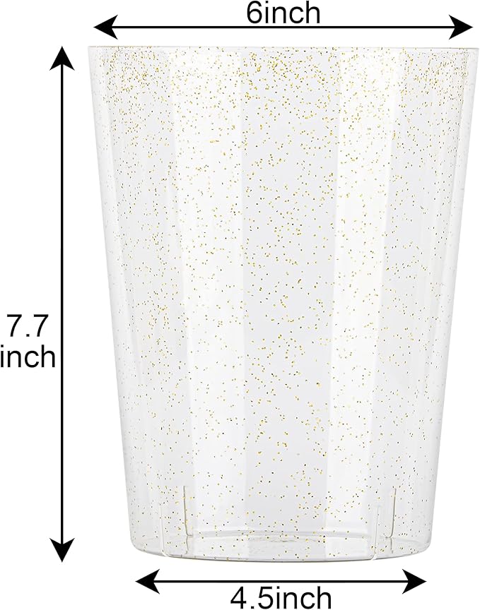 Tiawudi 12 Pack Plastic Ice Bucket For Parties, Gold Glitter Clear Wine Cooler for Wedding, Good as One Large Champagne Chiller Or Classic Wine Bottle Chiller