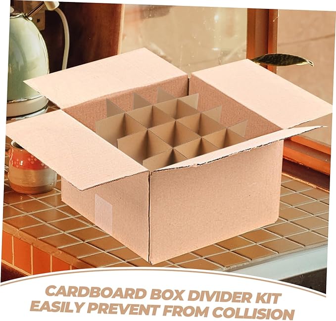 Cardboard Box Dividers for Glass Packing Protective Divider Kit for Dishes and Wine Sturdy Shock-resistant Packing for Moving and Shipping