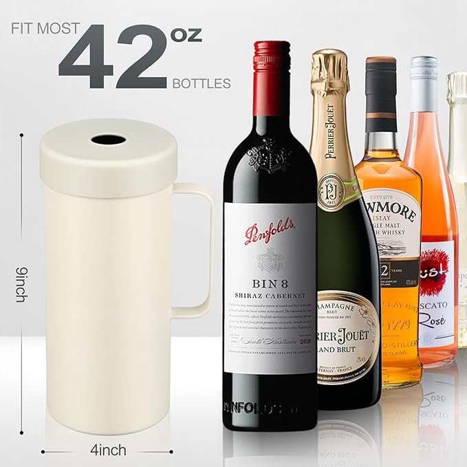 Wine Bottle Chiller with Handle | Portable Rapid Cooling Champagne Insulator | Stainless Steel Wine Cooler Sleeve | Ideal Gift for Wine Lover | | Perfect for Dinner Parties & Outdoor Picnics