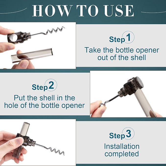Patelai 6 Pcs Travel Pocket Wine Corkscrew Bulk Portable Wine Opener Plastic Cork Opener Mini Camping Cork Screw for Waiter Corkscrews Restaurant Bottle Camping Travel Gift(Black,White)