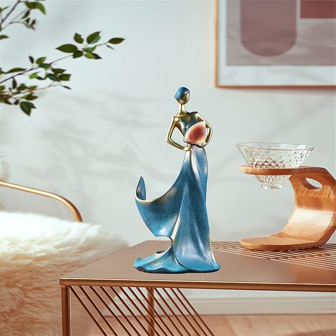 Artpaul Wine Bottle Holder Beauty Lady Statue Wine Bottle Stand Lady Wine Rack Decoration Wine Cork Holder Decor Wine Decor for Kitchen Bar (Blue)…