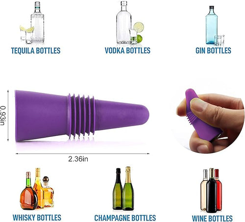4 pcs Reusable Cork Novelty Wine Bottle Stoppers Silicone Rubber for Bottles of Opened Wine Cork to Keep the Wine Champagne Beer Fresh - Red, Dark Blue, Purple, Green