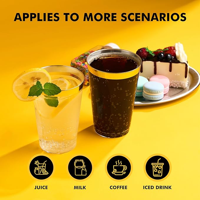 RACETOP 16oz Clear Plastic Cups, 200 Pack Disposable Party Cup, Heavy Duty Disposable Glasses, Disposable Cups for Party, Thanksgiving, Wine Taesting, Birthday and Christmas.