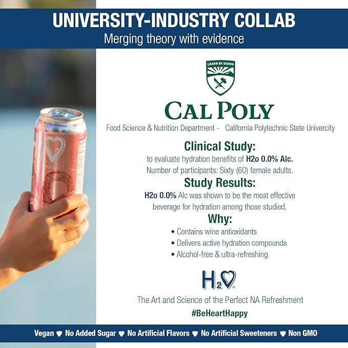 H2o Pinot Noir – Complex & Structured | Non-Alcoholic Wine-Infused Beverage from California | 0.0% Alcohol | No Added Sugar, Low Calorie | 24 x 12 fl oz Cans (1.5x Larger Format, Bulk Pack)
