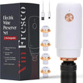 Electric Wine Preserver - Rechargeable Vacuum Saver With Airtight Seal - Automatic Air Remover Pump for 10 Days of Flavor & Freshness - Preservation System (White & Rose Gold)