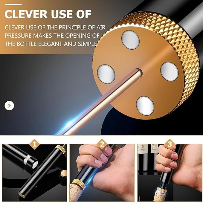 Wine Opener, MIni Wine Opener, Travel Portable Pocket Air Pressure Pump Wine Bottle Opener, Travel Porta for Home, Restaurant, Party (Gold)