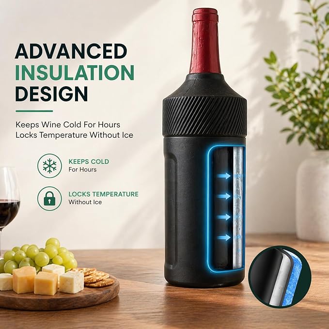 Wine Bottle Cooler Sleeve | Portable Bottle Chiller for Wine Lovers | Insulated Wine Cooler for Outdoor & Indoor Use | Wine Cooler by Vondra