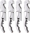uxcell 4Pcs 5" Wine Openers Waiter Corkscrew Professional Red Wine Bottle Opener Double Hinged with Foil Cutter for Servers Bartender, Silver