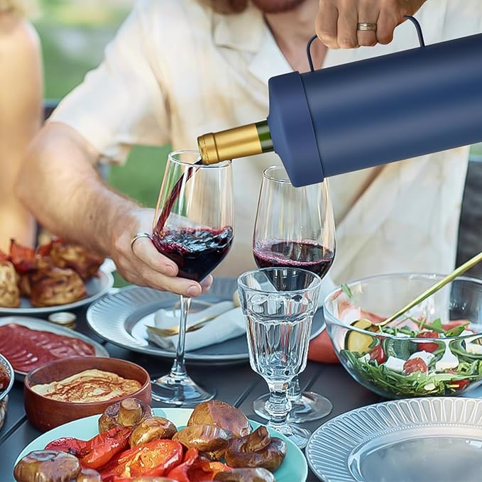 Wine Bottle Chiller with Handle | Portable Rapid Cooling Champagne Insulator | Stainless Steel Wine Cooler Sleeve | Ideal Gift for Wine Lover | | Perfect for Dinner Parties & Outdoor Picnics