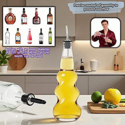 4PCS Premium Wine and Oil Pourer Set, 304 Stainless Steel Pour Spouts for Liquor & Oil - Reusable, Dishwasher Safe, Precision Flow Control, Leak-Proof Seal, Fit Most Wine & Whiskey Bottles (M(Hat 2))