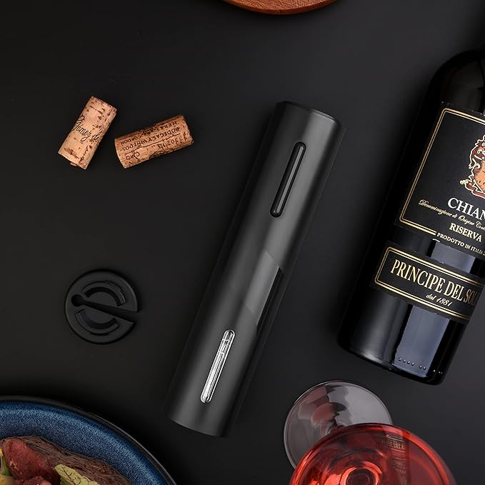 4-in-1 Electric Wine Opener Set – USB Rechargeable with Wine Decanter, Wine Aerator,Pourer, Wine Stopper and Foil Cutter. Gift set for Weddings, Parties, and Home Use, Portable size, Black