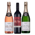 Thomson & Scott Noughty Non-Alcoholic Sparkling Wine Sampler, Rosé Style, Chardonnay Style & Red Blend, Organic Alcohol-Free Drinks, 750ml Bottles, 3 Pack