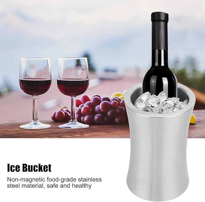 Tyenaza Wine Chiller for Bottles, Double Wall Stainless Steel Insulated Wine Chiller Bucket Champagne Cooler Bucket Beer Ice Bucket for Party Bar