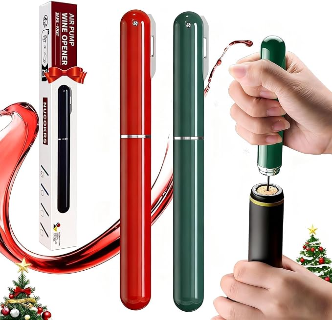 Air Pressure Wine Bottle Opener - NUCOKRS Special Pen Shape Design Corkscrew with Foil Cutter 3-7 Times to Open Green Red