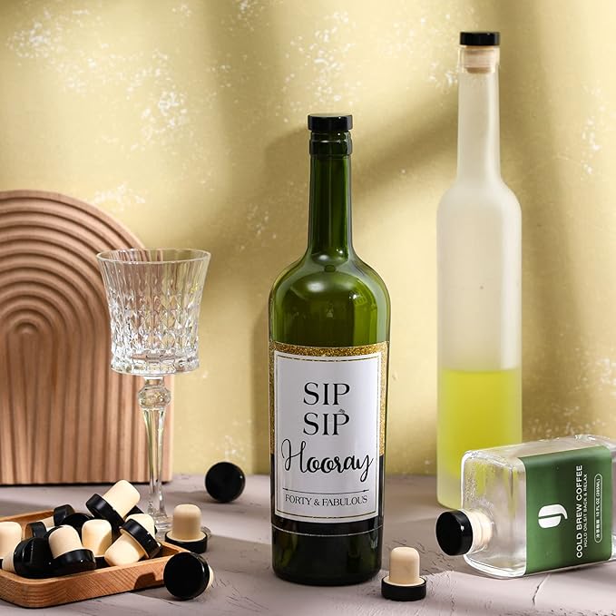 Yookeer T-shaped Stopper Cork Wine Bottle Stoppers Reusable Wine Sealing Plug for Beer Bottles DIY Craft(Black,72 Pieces)