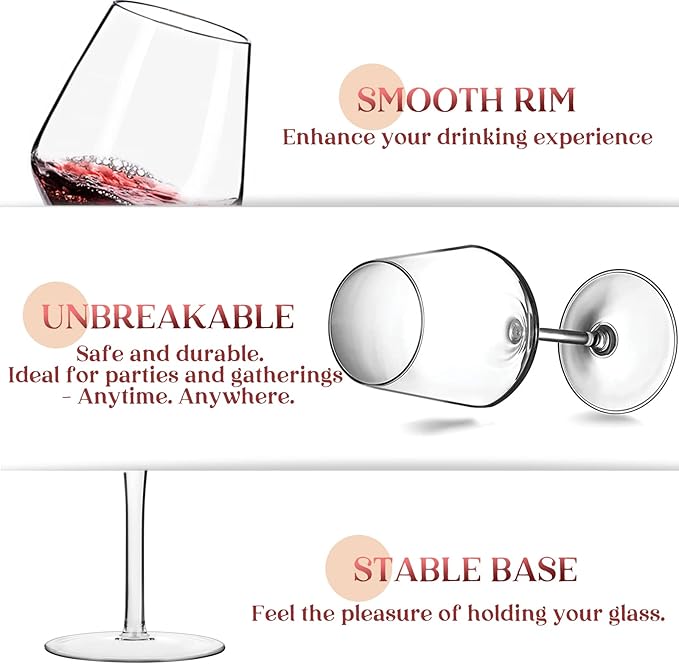 crayline Plastic Wine Glasses Set of 4(15oz) |Unbreakable Wine Glasses with Stem|100% Tritan & BPA Free |Dishwasher Safe| Awesome For Pool, Beach, Travel, Pool, Camping, Beach, Picnic, Everyday Use.