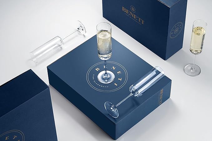 BENETI Square Wine Glasses (6 Ounce (Champagne Glasses))