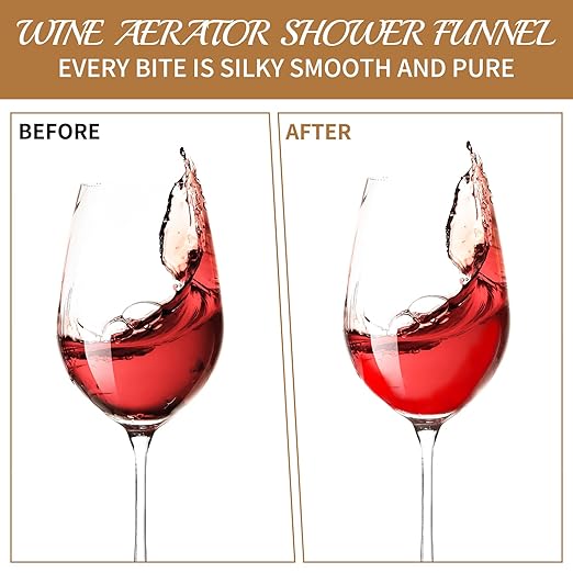 2 Set Wine Aerator Funnel with Mesh Filter & Brushes, Stainless Steel Wand Wine Purifier, Sediment Strainer and Pourer for Aerating Decanter, Christmas Gift for Drinking Enthusiasts