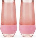 HOST Champagne Freeze Double-Walled Stemless Wine Glasses Freezer Cooling Cups with Active Cooling Gel and Insulated Silicone Grip, 9 Oz Plastic Tumblers, Blush Tint, Set of 2