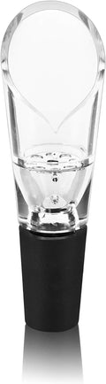 True Aerial Wine Aerator Pourer Spout for Standard Red Wine Bottles, Durable Clear Acrylic and Rubber, Drip Free Pour and Tight Seal, Gifts for Women, Kitchen & Home Bar Accessories, Set of 1