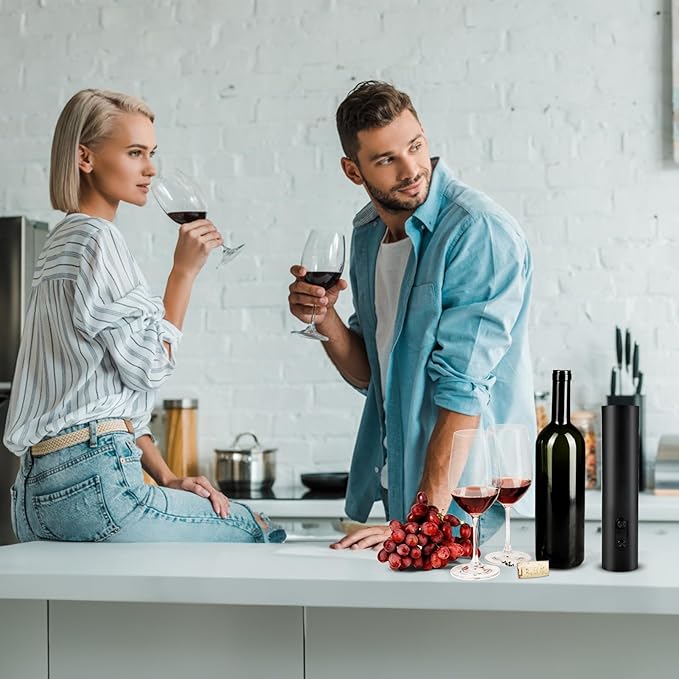 Electric Wine Opener, Battery Operated Wine Bottle Openers, One-Button Operation & Easy Carry Corkscrew Wine Opener for Home Party Bar Wedding, Gifts for Wine Lovers Women Men Waiter