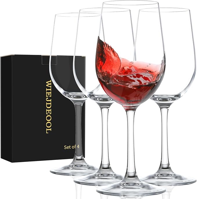 Red Wine Glasses Set of 4, 11oz, Premium Crystal Wine Glasses Hand Blown, Unique Birthday Gift or Wedding Anniversary