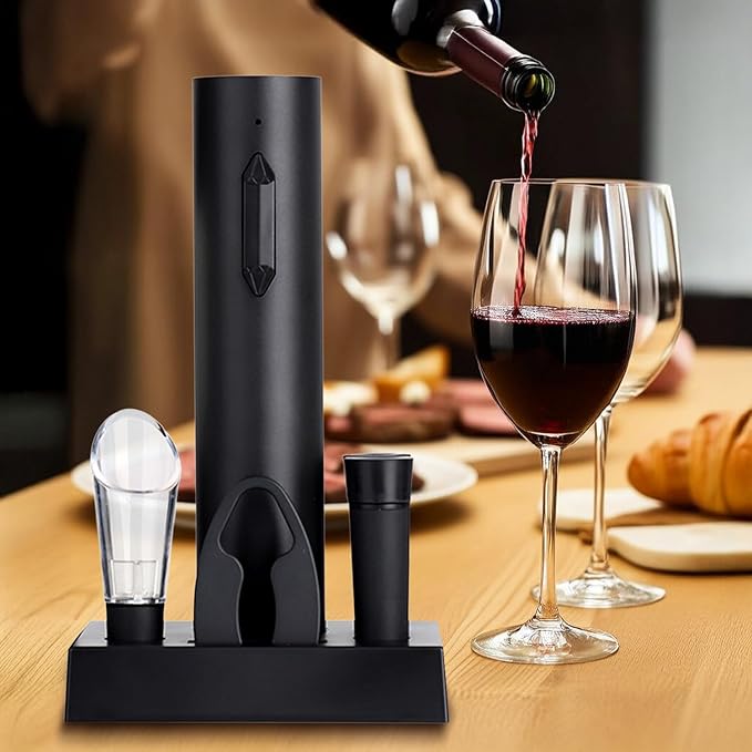 Rechargeable Electric Wine Bottle Opener - NUCOKRS One-click Button Corkscrew Remover Easy to Use for Wine Lovers Home Kitchen Party Wedding