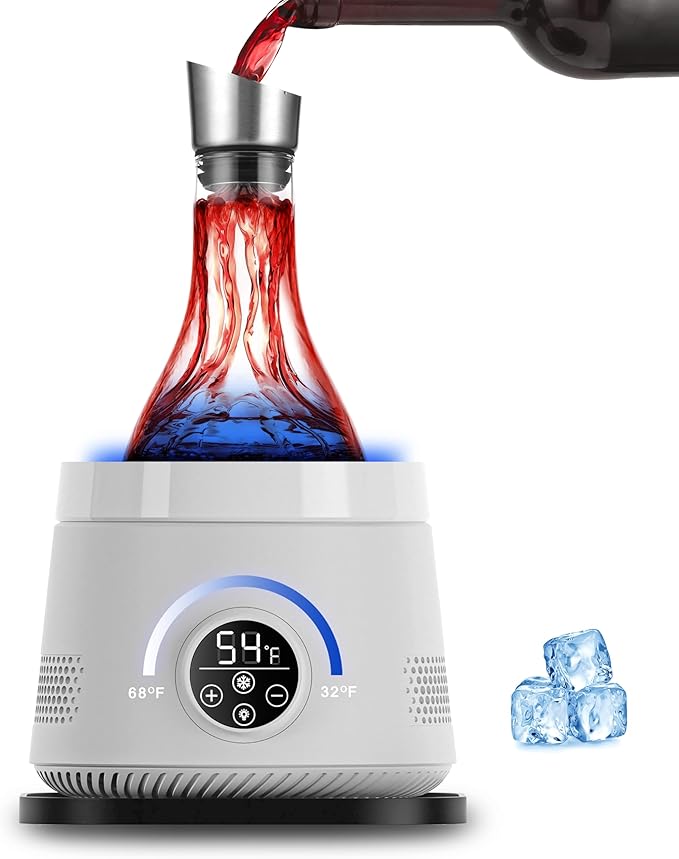 Electric Wine Chiller Decanter with Built-in Aerator, 50oz Bottles Cooler & Carafe, 24-Hour Keep Cool, Perfect for Red, White Wine, Gift for Lovers