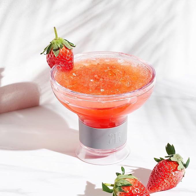 Frozen Margarita & Cocktail Chiller Glasses | Set of 4 | 12 OZ Unbreakable Tritan Acrylic , Double Wall Plastic Insulated Glass to Keep your Drink Cool With Freeze Gel Glass , SiliconeHolder ( 12 OZ )