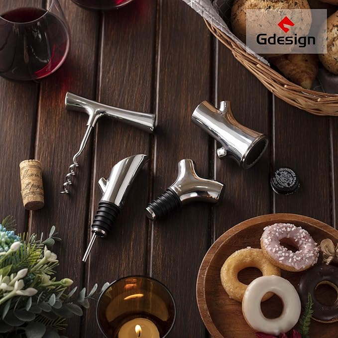 Gdesign Wine Aerator Pourer - Premium 304 Stainless Steel Wine Decanter Spout with Air Tube - No Drip, No Spill Design - Instant Aeration for Enhanced Flavor - Perfect Wine Gift Set for Enthusiasts