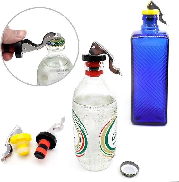 Wine Stoppers, Food-safe Silicone Bottle Stoppers, Expanding Manual Beverage Stopper, Reusable Wine Bottle Corks, Creates Airtight Seal, Assorted Colors 4 Pack (Assorted)