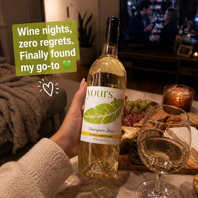 YOURS Non-Alcoholic White Wine – Sauvignon Blanc, Alcohol-Removed 750mL Bottle, Crisp Citrus Lime & Grapefruit Notes, Low Sugar, Low Calorie, Serve Chilled