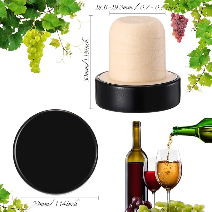 Yookeer T-shaped Stopper Cork Wine Bottle Stoppers Reusable Wine Sealing Plug for Beer Bottles DIY Craft(Red, Blue, Black, Gold,24 Pieces)
