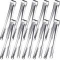 10-Piece Stainless Steel Ice Tongs - Sawtooth Food Serving Tongs for Restaurant, Hotel, Ice Bucket - 7.5 Inch