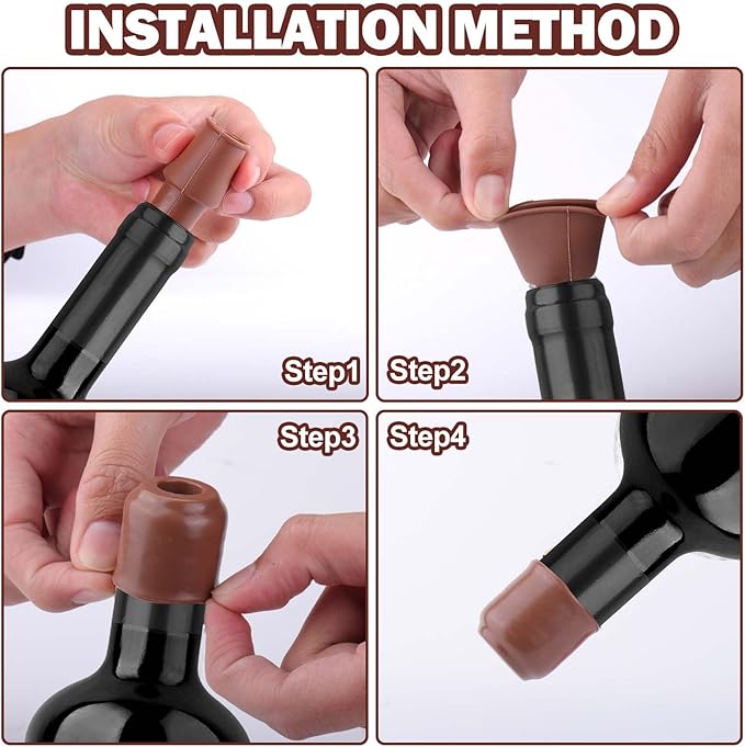 Vodolo Silicone Wine Stopper - 8pcs Reusable and Unbreakable Glass Bottle Sealer Covers, Plug, Cork Stopper for Keeping Champagne Fresh - Home Use