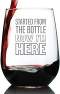 Bevvee Started From the Bottle – Funny Stemless Wine Glass, Large 17 Ounces, Etched Sayings, Gift Box